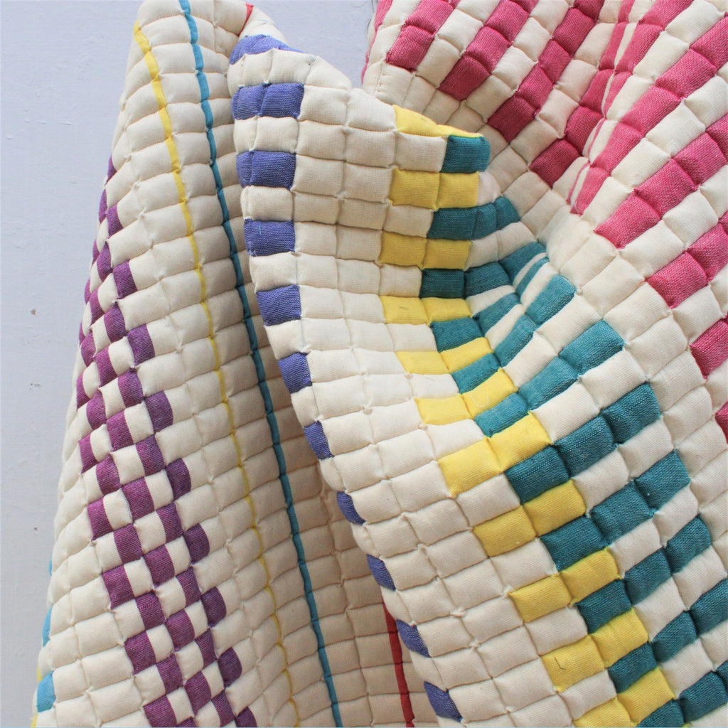 Sujni Quilt | Multicolor Square Block Pattern Throw
