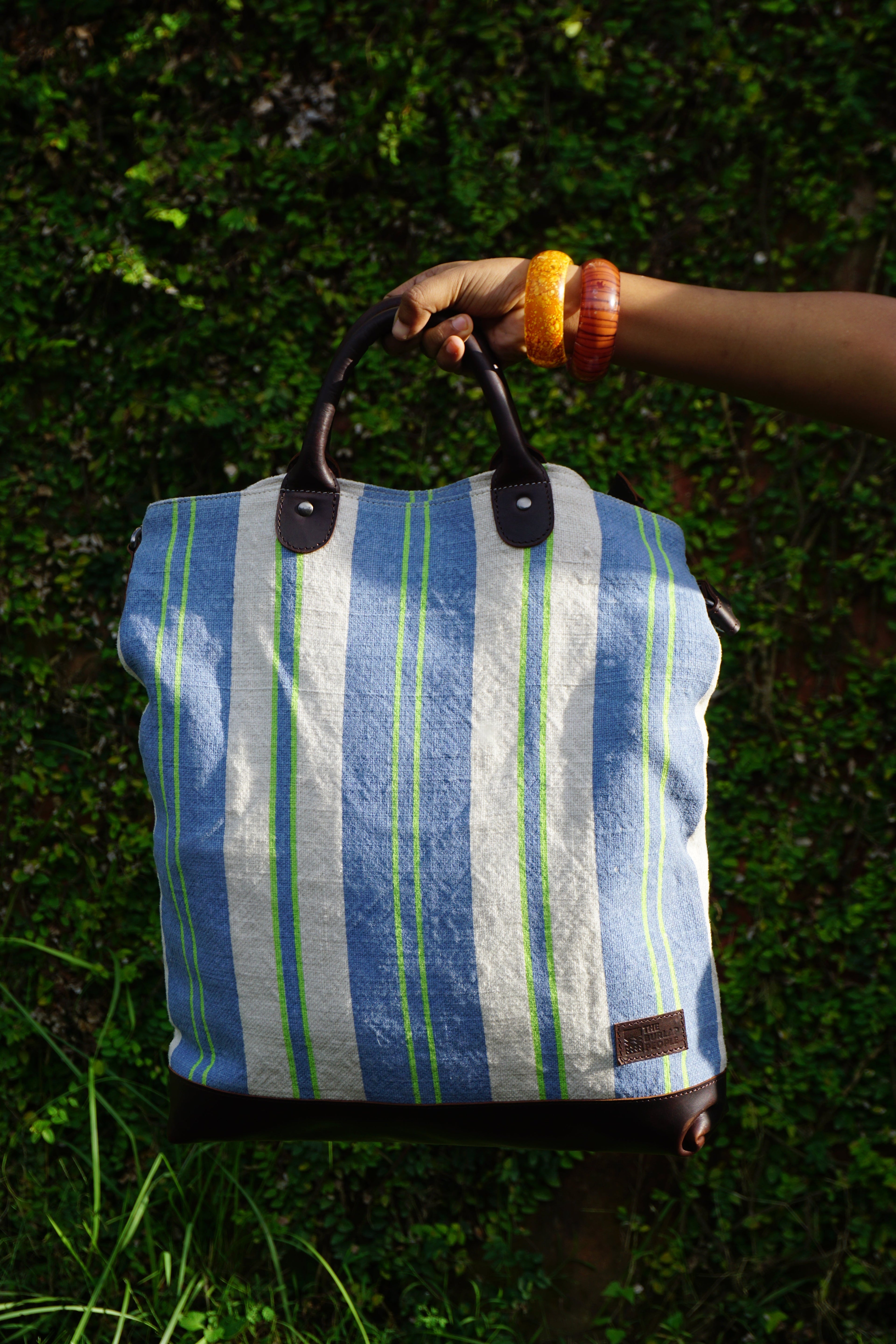 Kalaa Striped Forager | Handstitched Striped Jute Tote Bag | Indian Artisan